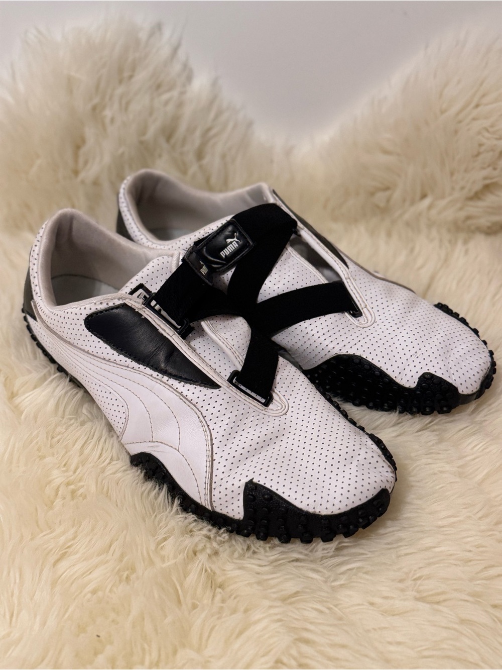 Puma White and Black Men's Slip-On Trainer Sneakers